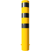 Bollard | steel tube  193 x 3,6 mm | yellow / black | stationary, for casting in concrete | total length: 1200 mm | with welded steel cap